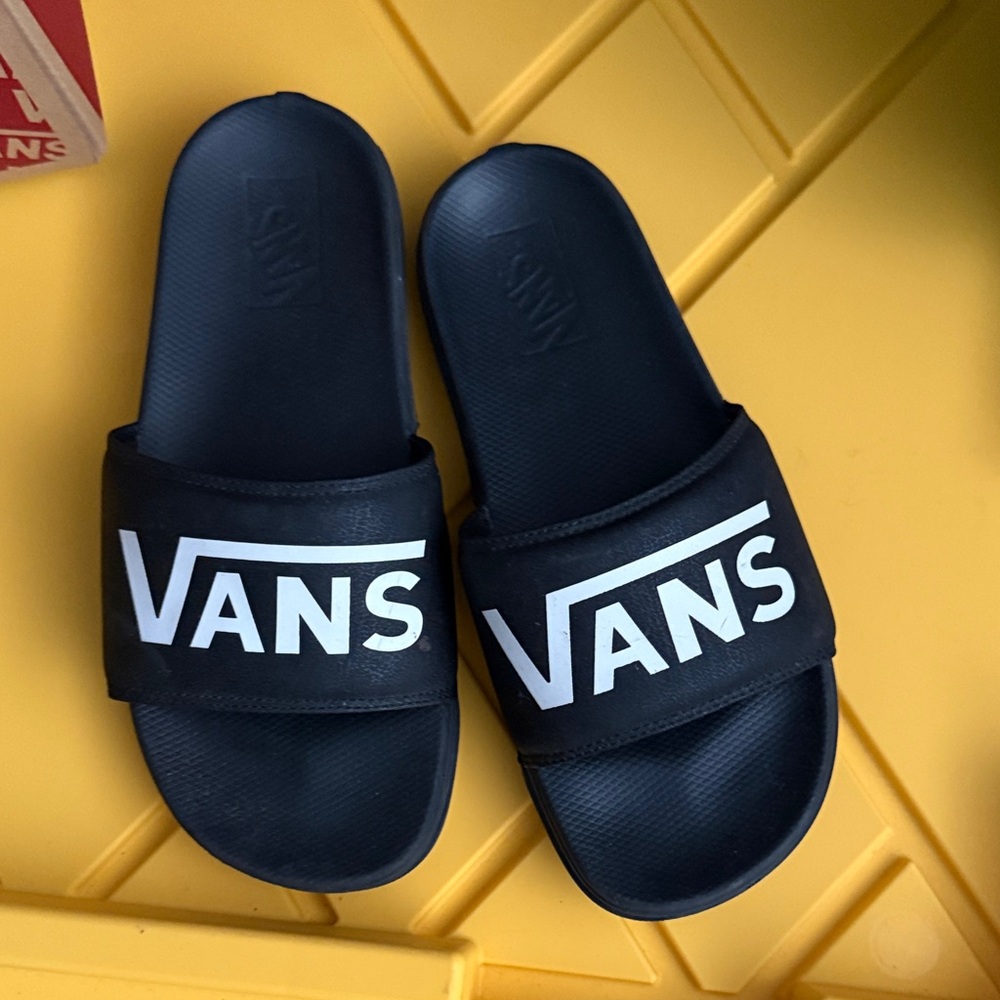 Vans Black and White Slide Sandals